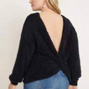 Eloquii Soft Fuzzy Open Back Twist Pull-Over Sweater Women's Size 22/24
